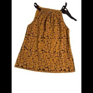 Merona Women Tank Top Sz XL Brown Abstract Animal Print Bow Tie Drawstring